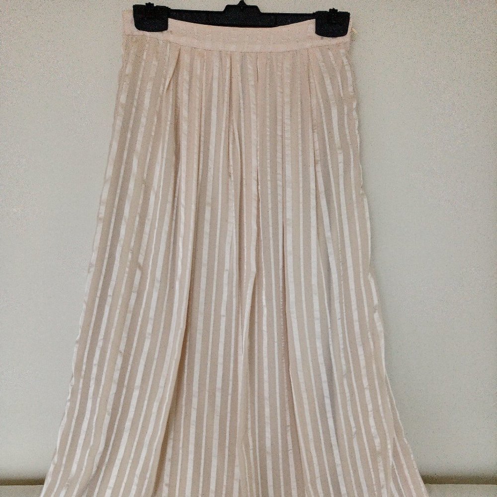 Mango Ecru Striped Satin Skirt,  Size S